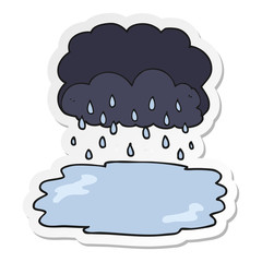 sticker of a cartoon rain cloud