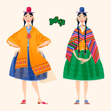 Two Bolivian women in traditional clothes.