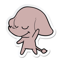 sticker of a cartoon smiling elephant