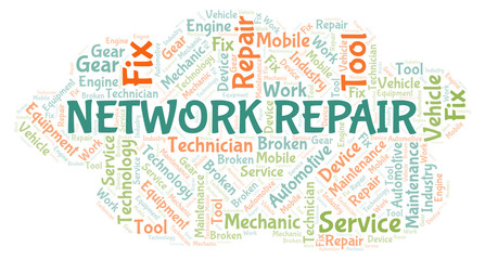 Fototapeta premium Network Repair word cloud.
