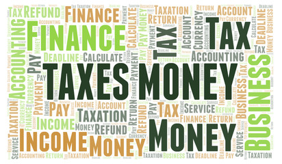 Taxes Money word cloud.