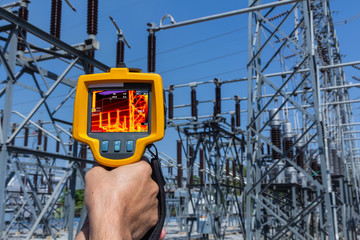 Thermoscan(thermal image camera), Industrial equipment used for checking the internal temperature of the machine for preventive maintenance, This is checking The High voltage Connector