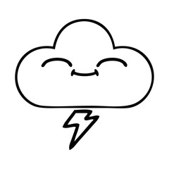 line drawing cartoon thunder cloud