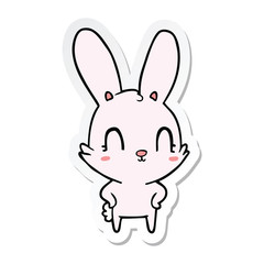 sticker of a cute cartoon rabbit
