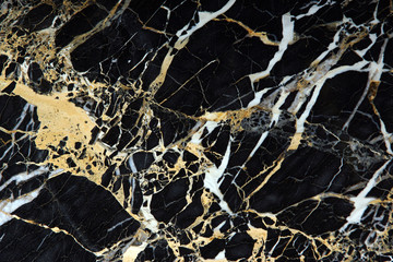 A slab of black expensive marble with yellow and white veins is called New Portoro