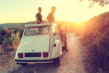 Friends in a car