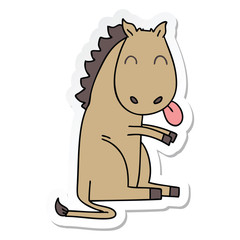 sticker of a quirky hand drawn cartoon horse