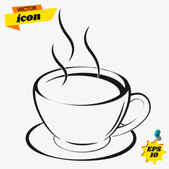 hot coffee icon vector, icons on white background