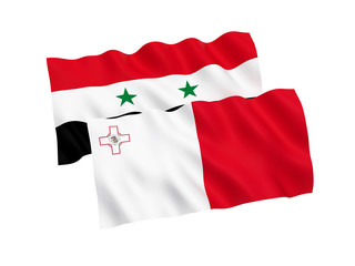 Naklejka premium Flags of Malta and Syria on a white background