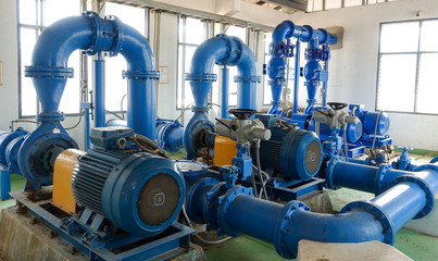 The Water pump system of  water treatment plant - obrazy, fototapety, plakaty