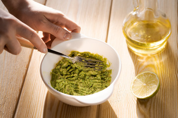 Guacamole freshly cooked and served in a bowl