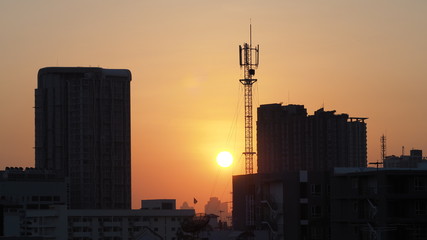 Fototapeta na wymiar skyline at sunset shadow background.