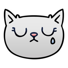 quirky gradient shaded cartoon crying cat