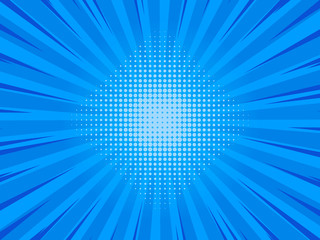 Retro comic rays blue background. Vector illustration in pop art retro style