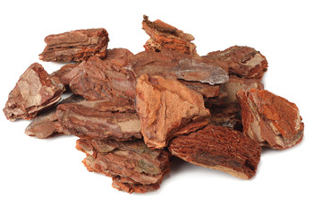 Tree bark pieces isolated on white background.