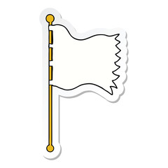 sticker of a cartoon waving flag