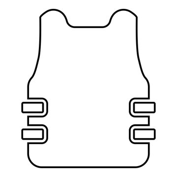 Bullet-proof vest flak jacket icon black color outline vector illustration flat style image