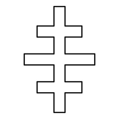 Cross papal roman church icon black color outline vector illustration flat style image