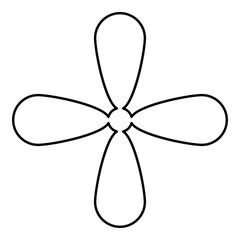 Petal cross Cross monogram Religious cross icon black color outline vector illustration flat style image