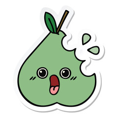 sticker of a cute cartoon green pear