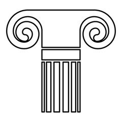 Column ancient style Antique classical column architecture element Pillar Greek roman column icon black color outline vector illustration flat style image