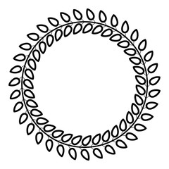 Floral circle Wreath of leaves Round floral frames Floral border icon black color outline vector illustration flat style image