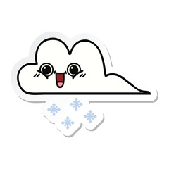 sticker of a cute cartoon snow cloud