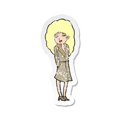 retro distressed sticker of a cartoon female spy