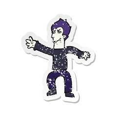 retro distressed sticker of a cartoon vampire man
