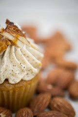 Tasty cupcakes Homemade  muffin  with cream buttercream for birthday, valentine, and christmas holliday