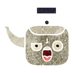 retro illustration style cartoon kettle