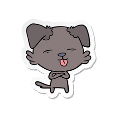 Obraz premium sticker of a cartoon dog sticking out tongue