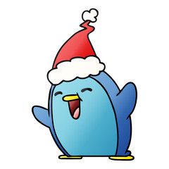 christmas gradient cartoon of kawaii penguin