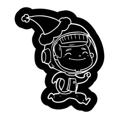 happy cartoon icon of a astronaut wearing santa hat