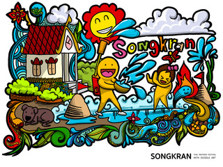 Songkran Festival Doodle