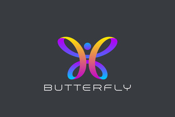 Butterfly Logo Ribbon Loop design vector template. Beauty Fashion Luxury logotype concept icon.