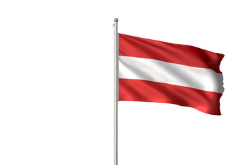 Austria flag waving isolated white background 3D illustration