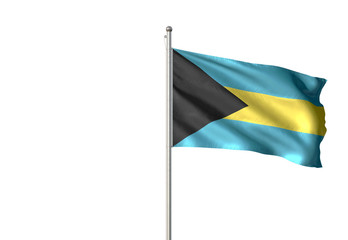 Bahamas flag waving isolated white background 3D illustration