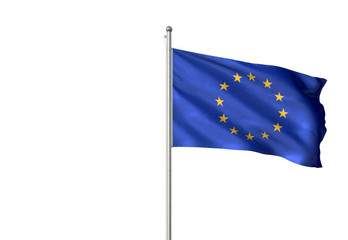 European Union flag waving isolated white background 3D illustration