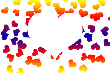 Colorful Hearts Forming Invisible Heart Shape Against White Background