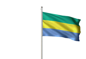 Gabon flag waving isolated white background 3D illustration