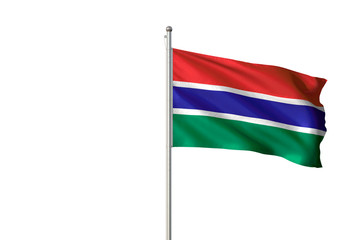 Gambia flag waving isolated white background 3D illustration