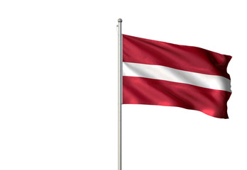 Latvia flag waving isolated white background 3D illustration