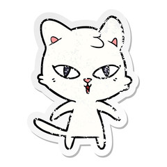 distressed sticker of a cartoon cat