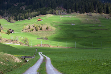 Landschaft in der Schweiz. Frühling in den Bergen.