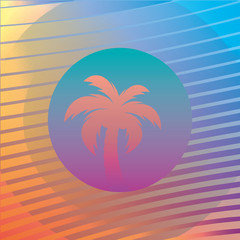 Fototapeta na wymiar Palm tree silhouettes on a gradient background sunset. Style of the 80's and 90's, web-punk, vaporwave, kitsch.