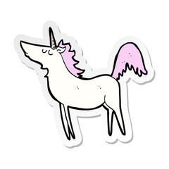 sticker of a cartoon unicorn