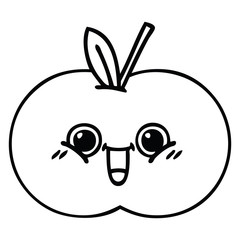 line drawing cartoon red apple