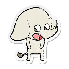 Obraz premium distressed sticker of a cute cartoon elephant