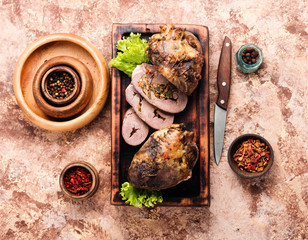 Slices of pork heart